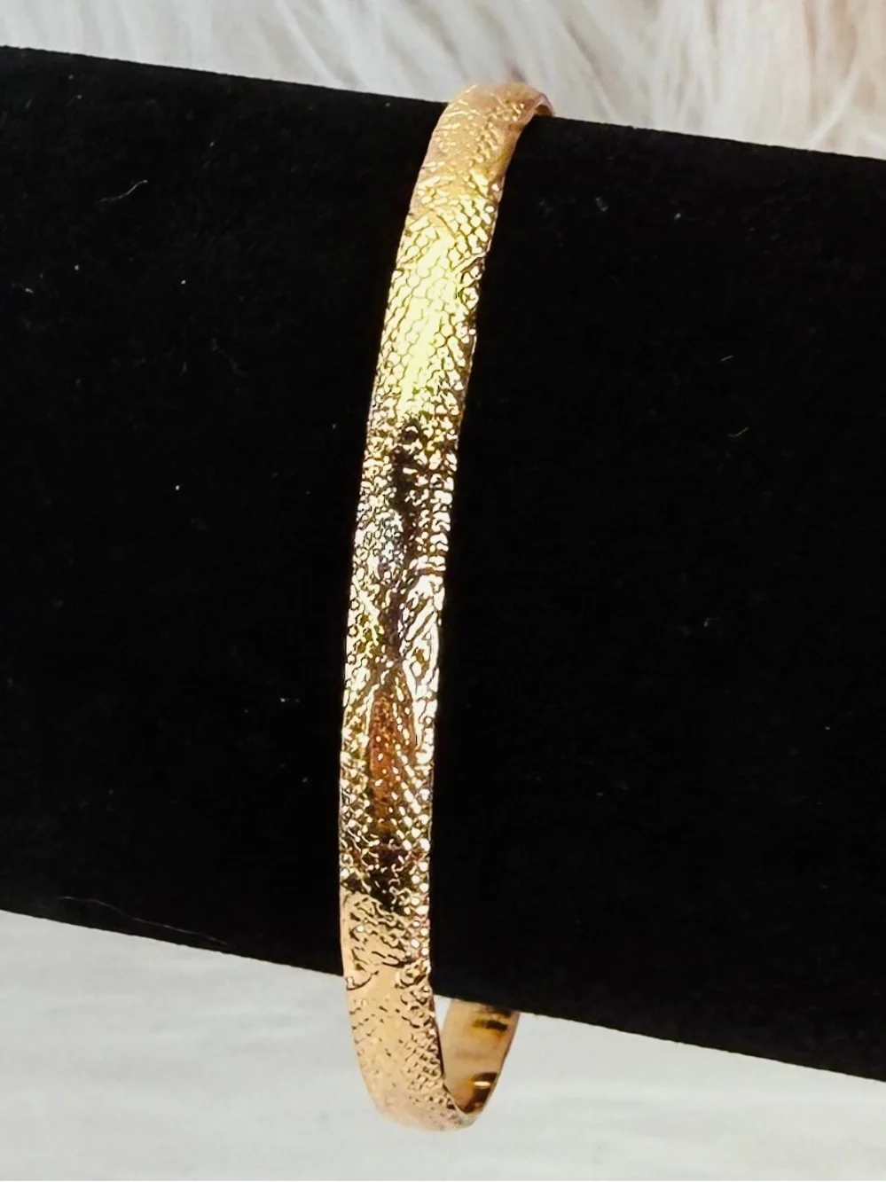 Goldtone Textured Stackable Cuff Bracelet